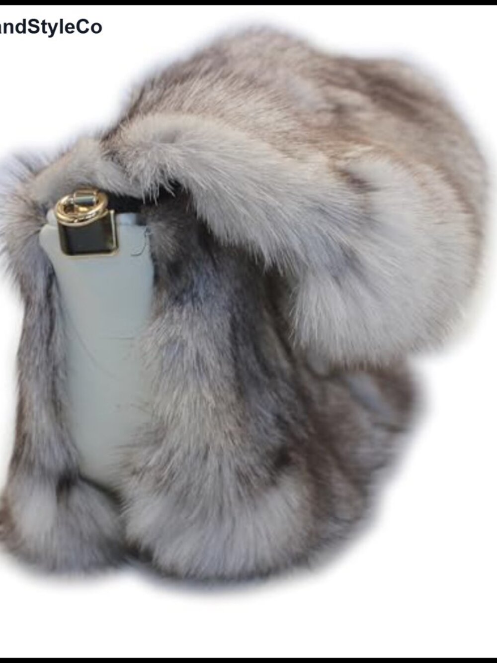 Genuine Fox Fur Flap Shoulder Bag Metal Leather Woven Strap Winter Purse